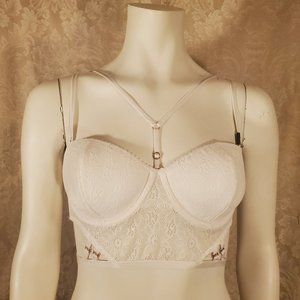 Victoria's Secret Very Sexy White Lace Longline Balconette Cage Halter Bra